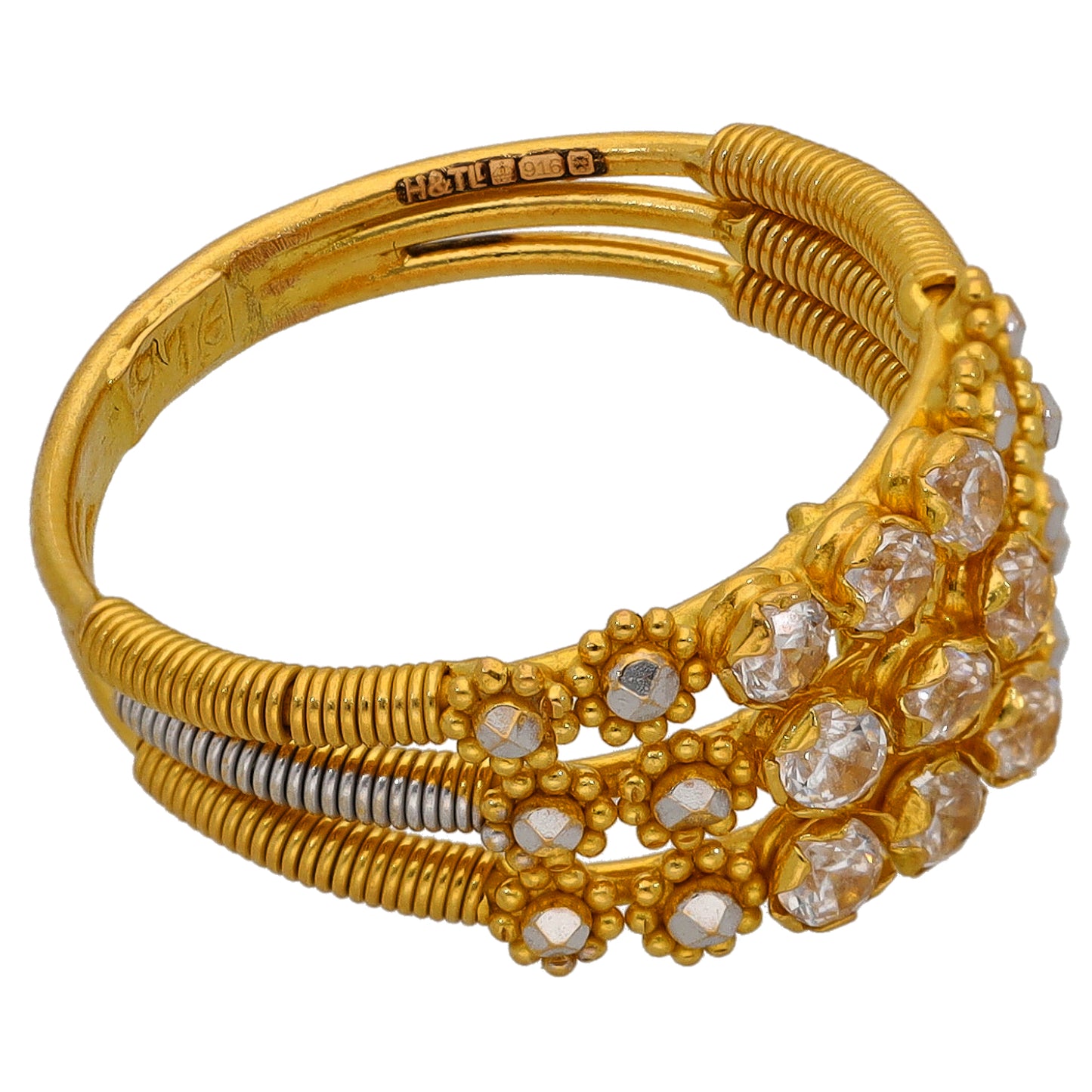 22ct Bi-Colour Gold Cubic Zirconia Dress/Cocktail Ring Size L