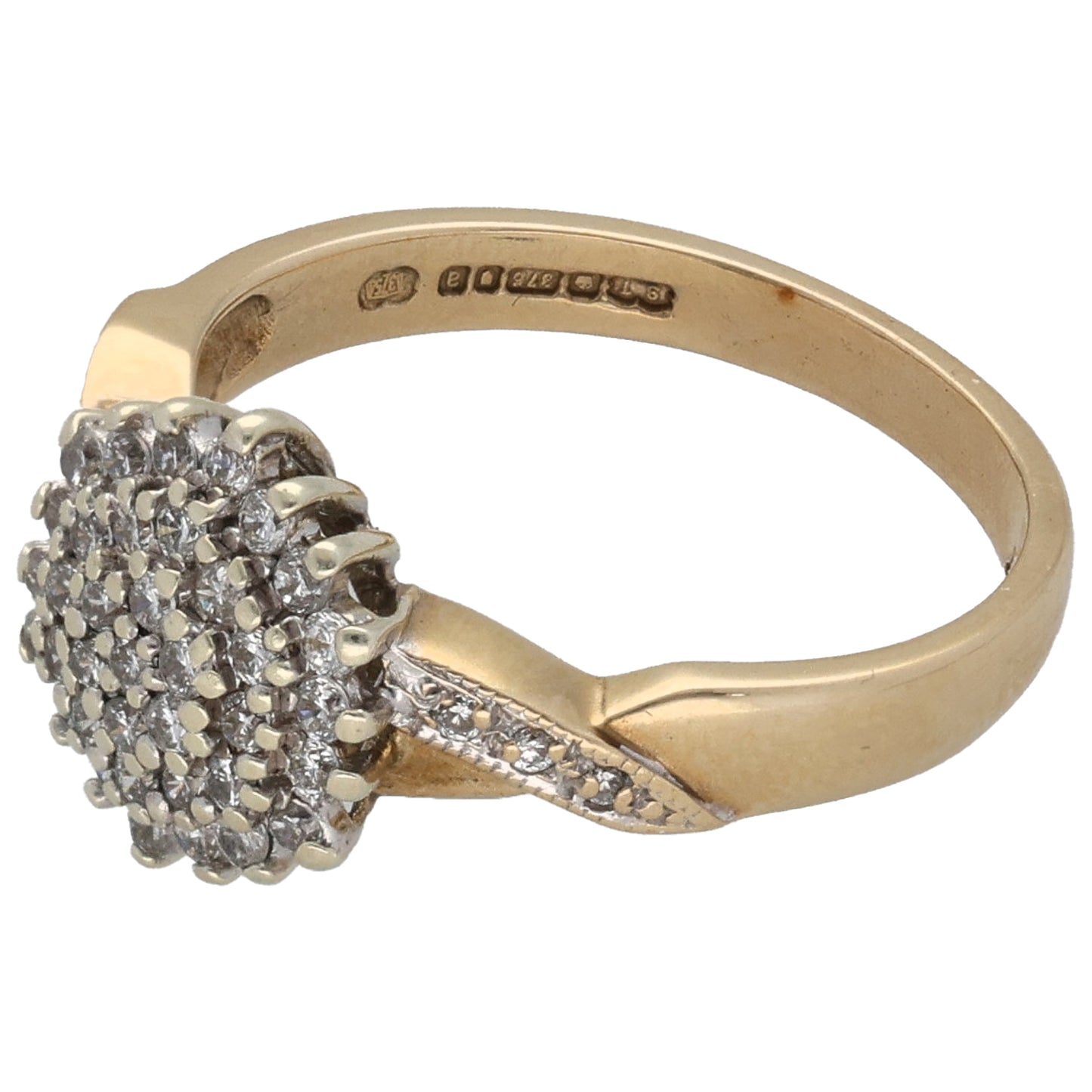 9ct Gold 0.43ct Diamond Cluster Ring Size N
