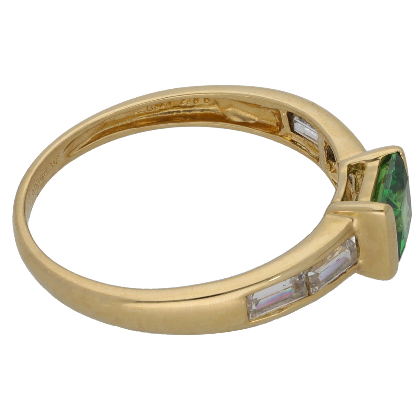 14ct Gold Cubic Zirconia Single Stone Ring With Accents Size P