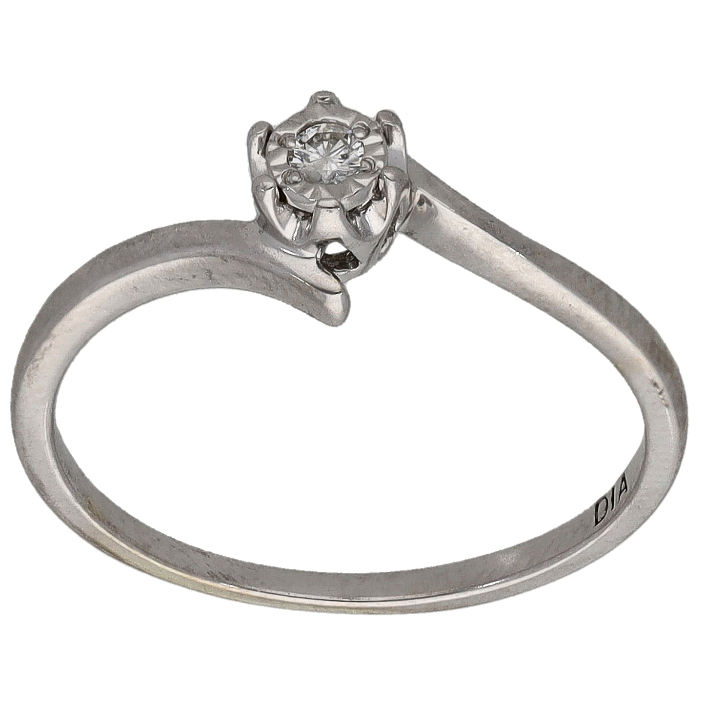 9ct White Gold 0.05ct Diamond Solitaire Ring Size K