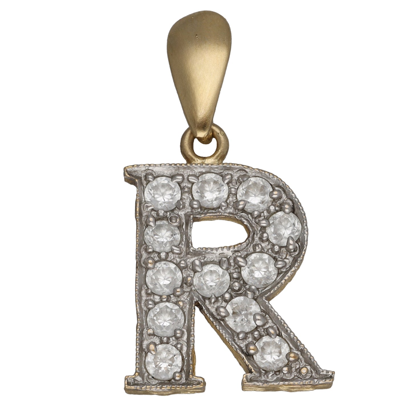 9ct Gold Cubic Zirconia Initial 'R' Pendant