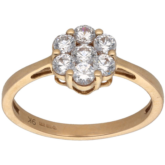 9ct Gold Cubic Zirconia Cluster Ring Size Q