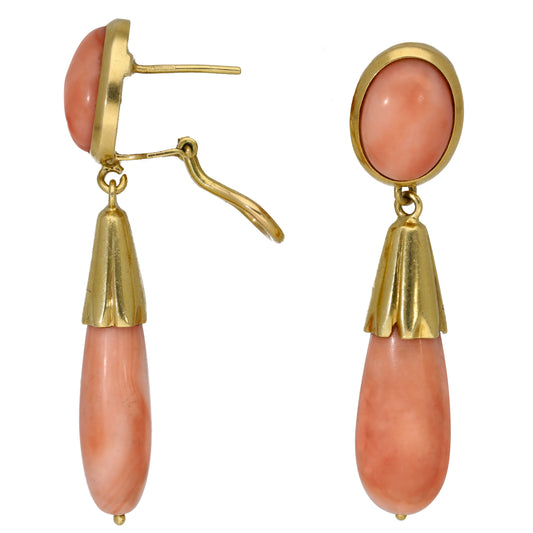 18ct Gold Coral Drop Earrings