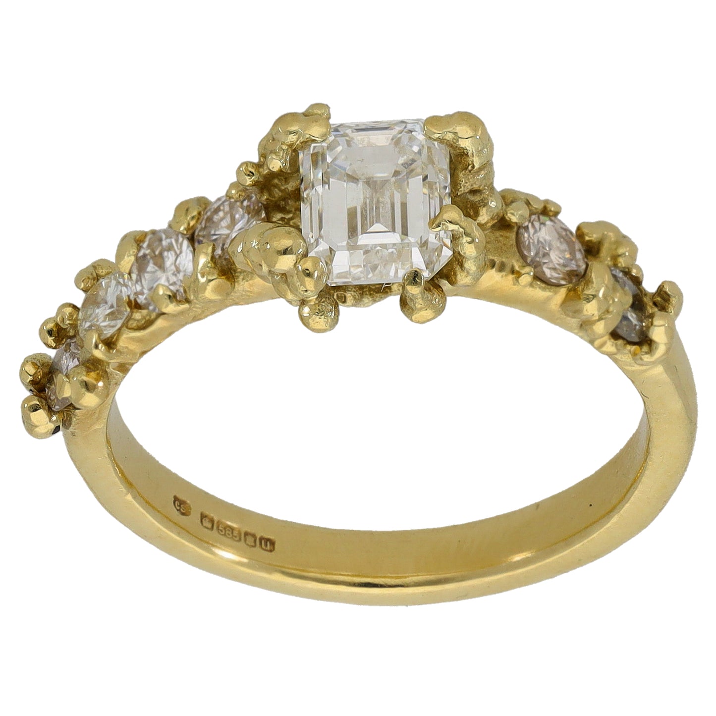 14ct Gold 1.80ct Diamond Solitaire Ring With Accent Stones Size P