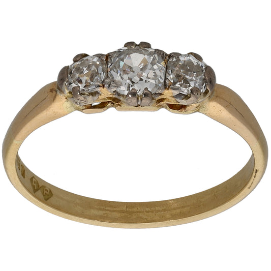 18ct Gold 0.50ct Diamond Trilogy Ring Size O