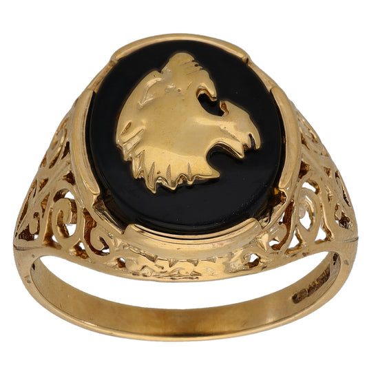 9ct Gold Onyx Single Stone Signet Ring Size Q