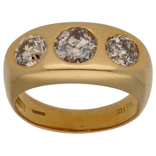 18ct Gold 2.86ct Diamond Three Stone Ring Size U