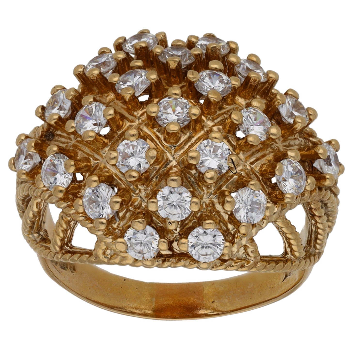 9ct Gold Cubic Zirconia Dress/Cocktail Ring Size S