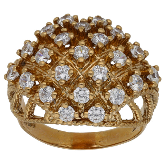 9ct Gold Cubic Zirconia Dress/Cocktail Ring Size S
