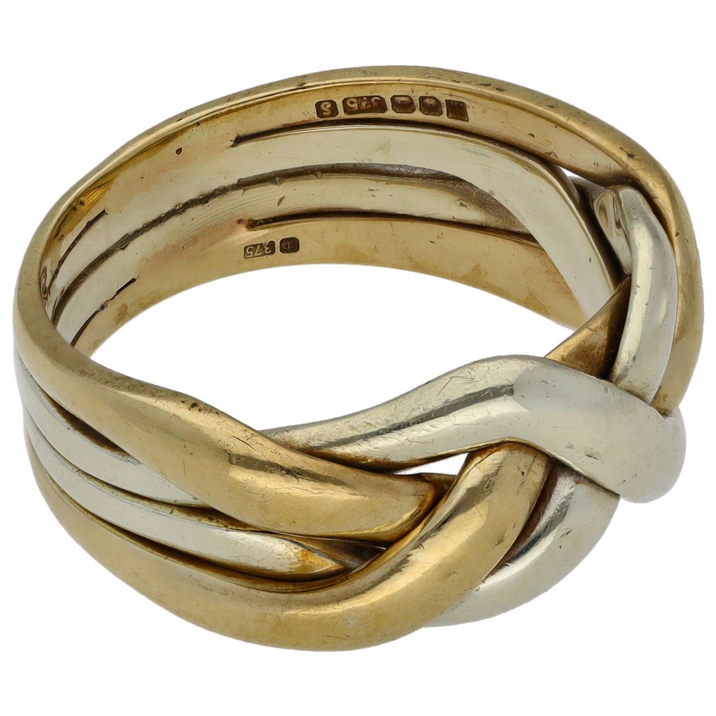 9ct Bi-Colour Gold Puzzle Ring Size Q