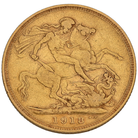 22ct Gold King George V Half Sovereign Coin 1918