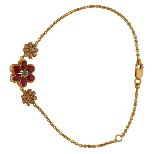 22ct Gold Imitation Gems Fancy Stone Set Bracelet