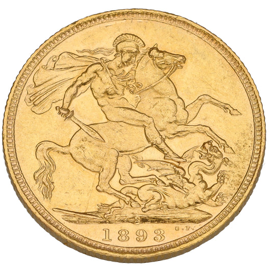 22ct Gold Queen Victoria Full Sovereign Coin 1893