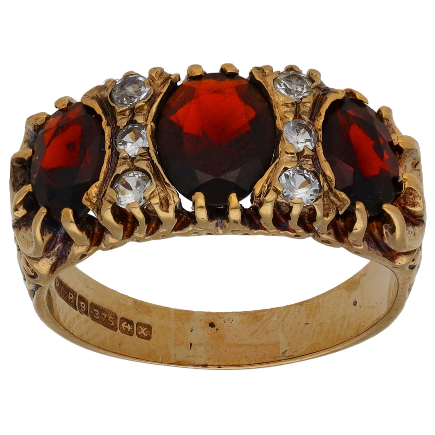 9ct Gold Garnet & Imitation Dress/Cocktail Ring Size Q