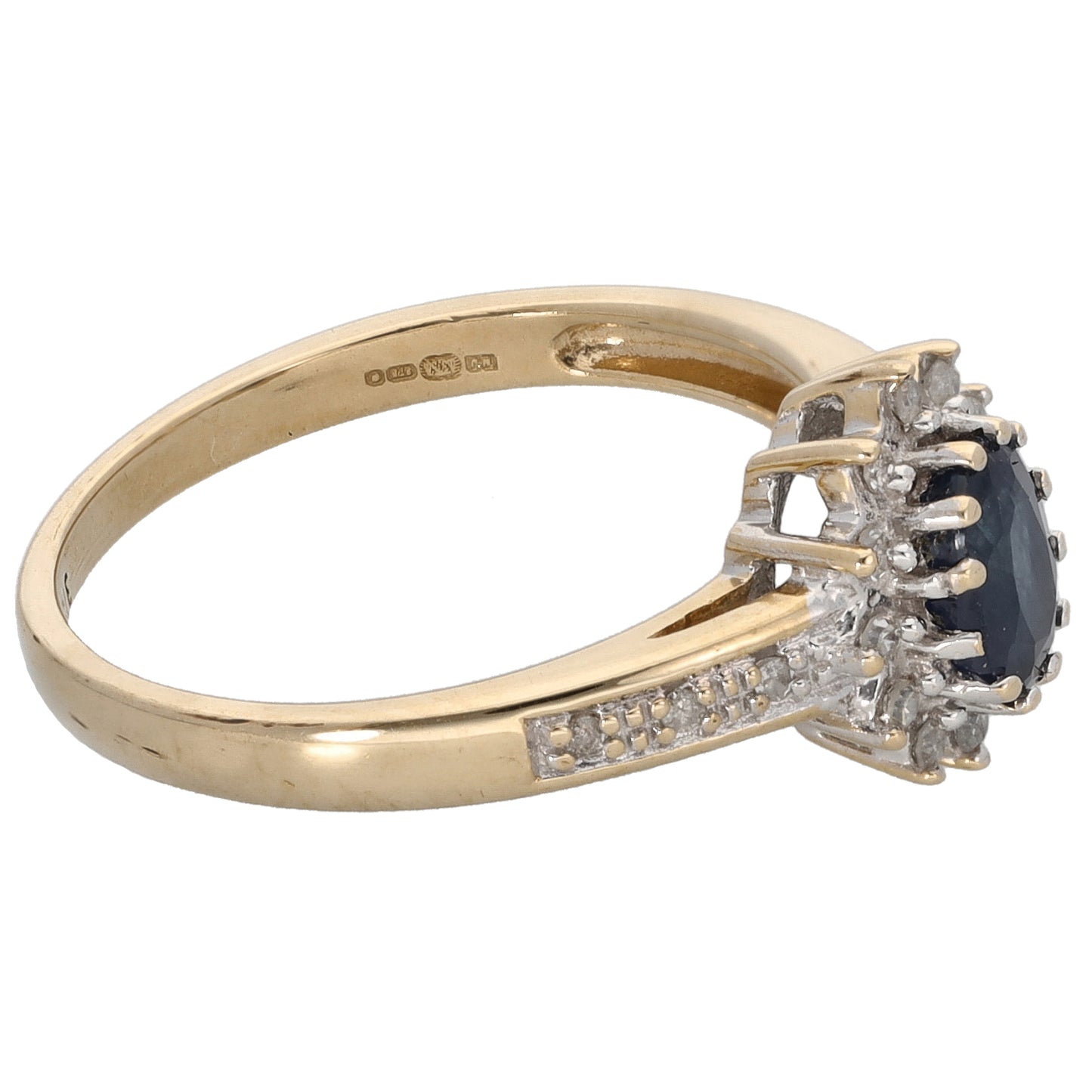 9ct Gold 0.10ct Diamond & Sapphire Dress/Cocktail Ring Size L