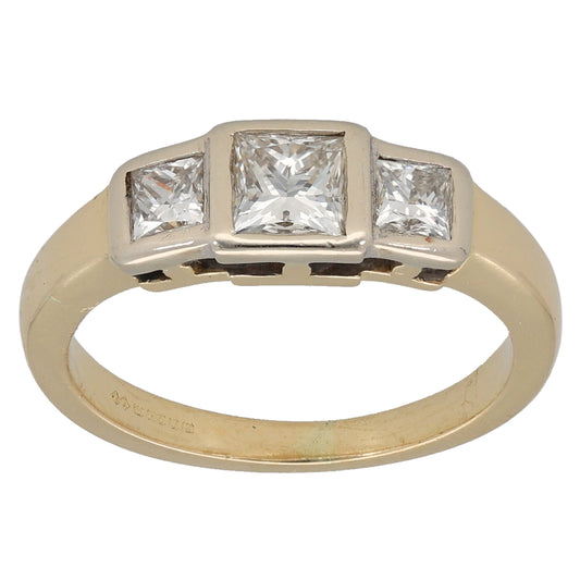 18ct Gold 0.75ct Diamond Trilogy Ring Size K