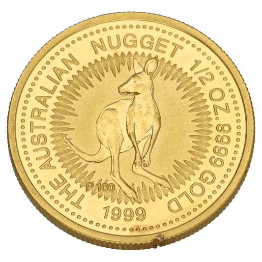 24ct Gold The Australian Nugget 1/2 OZ Coin 1999