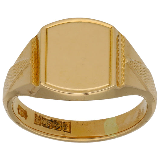 18ct Gold Plain Signet Ring Size P