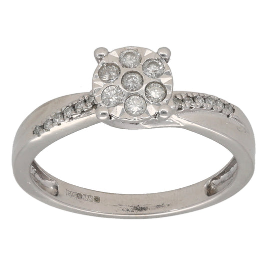 9ct White Gold 0.20ct Diamond Cluster Ring Size L