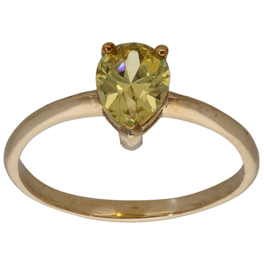9ct Gold Imitation Single Stone Ring Size R