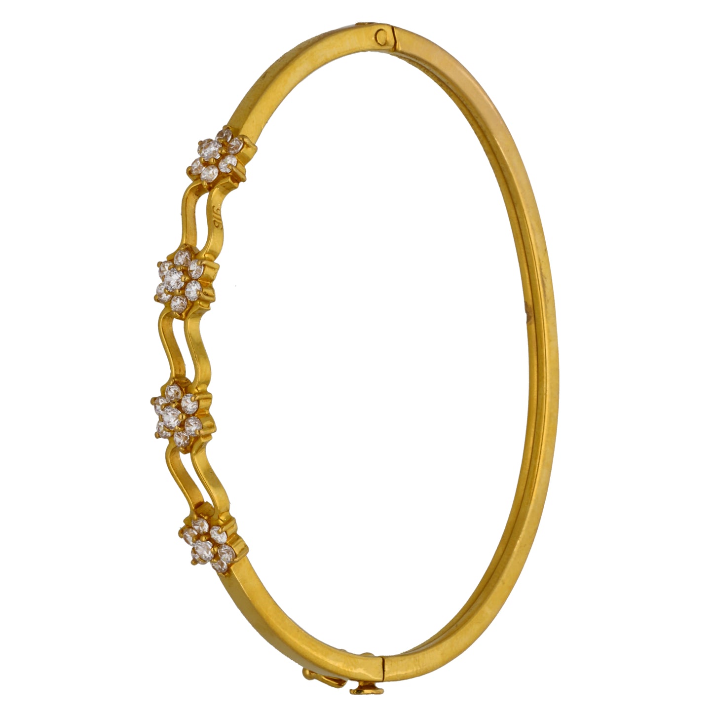 22ct Gold Cubic Zirconia Hinged/Clasp Bangle