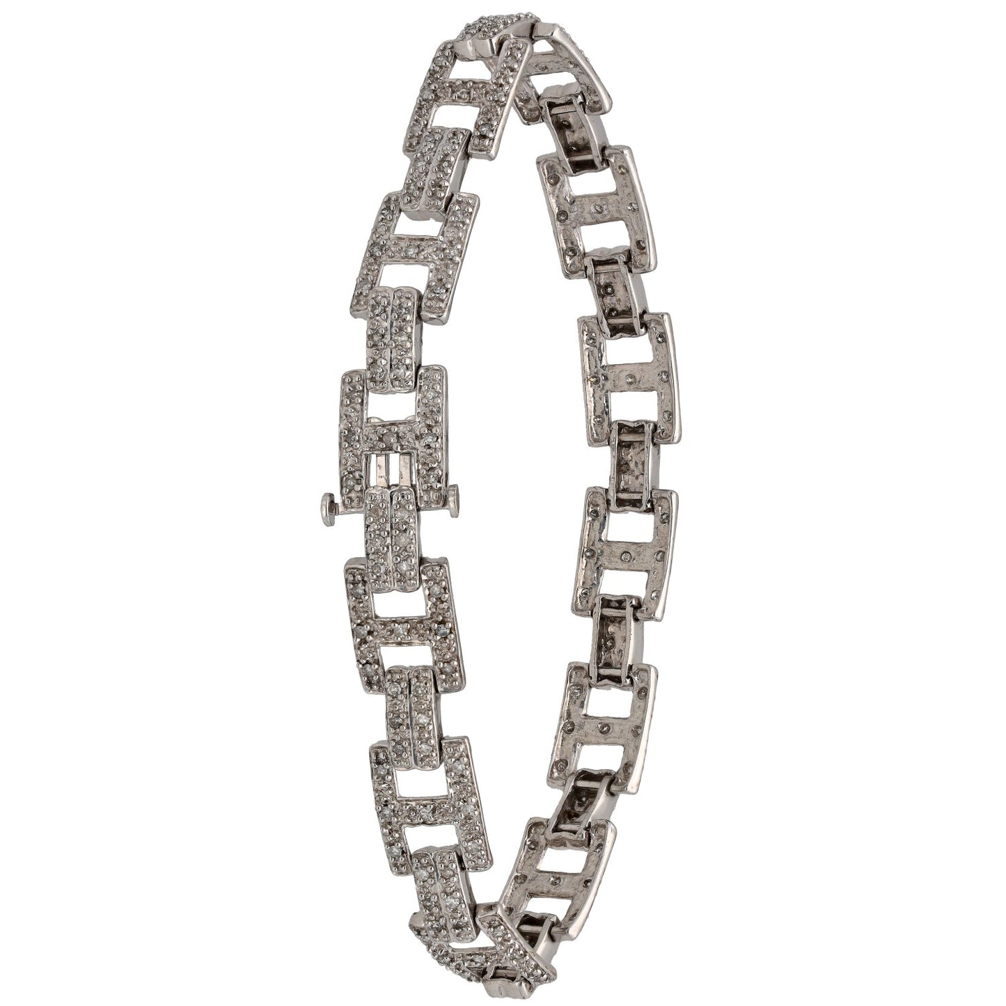 9ct White Gold 1.98ct Diamond Fancy Stone Set Bracelet