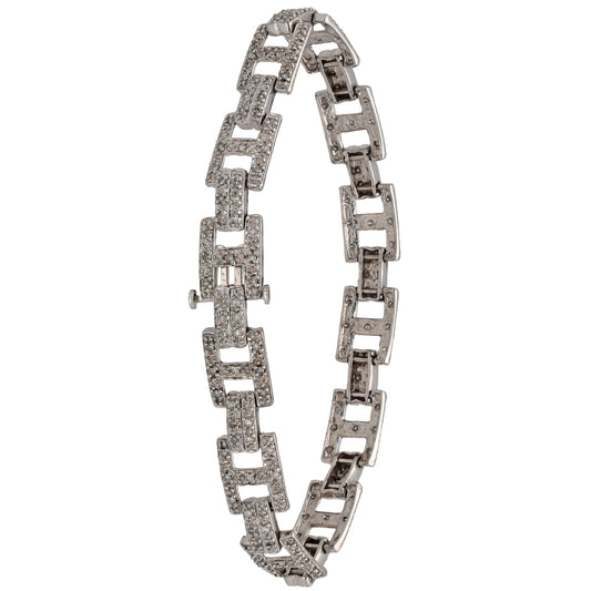 9ct White Gold 1.98ct Diamond Fancy Stone Set Bracelet