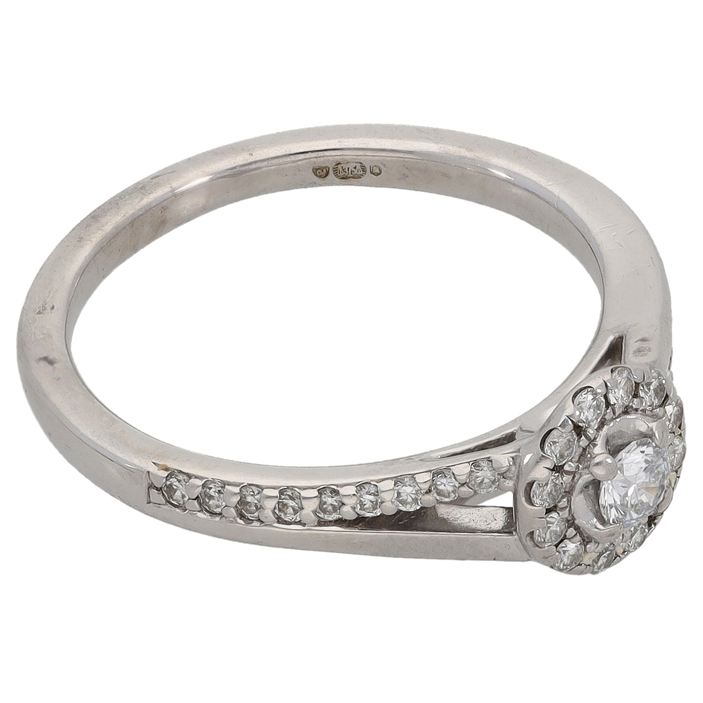 9ct White Gold 0.31ct Diamond Halo Ring Size L