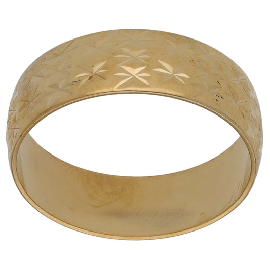 9ct Gold Patterned Wedding Ring Size P
