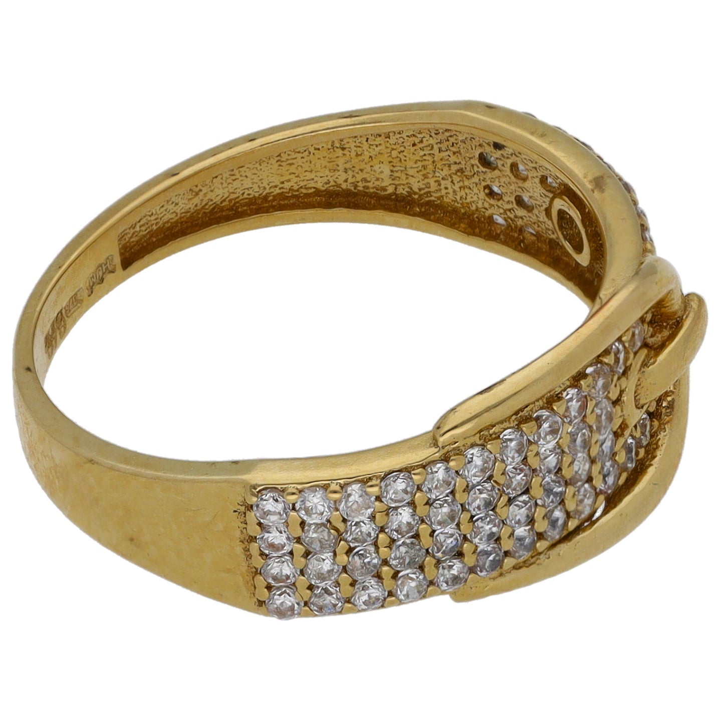 9ct Gold Cubic Zirconia Buckle Ring Size L
