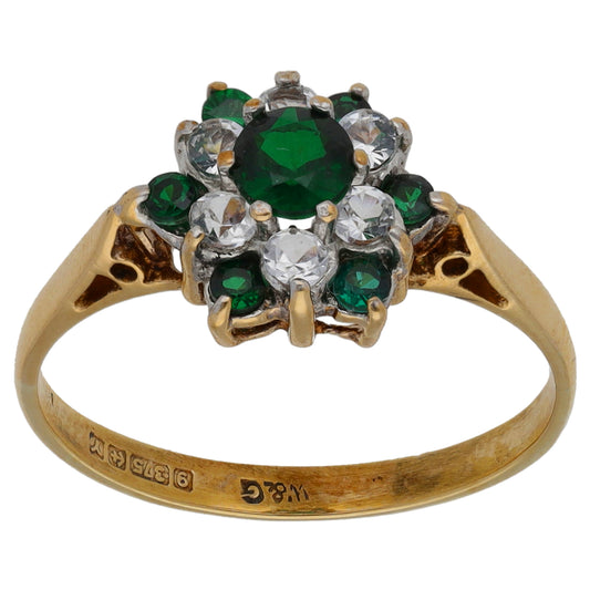 9ct Gold Imitation Gems Dress/Cocktail Ring Size P