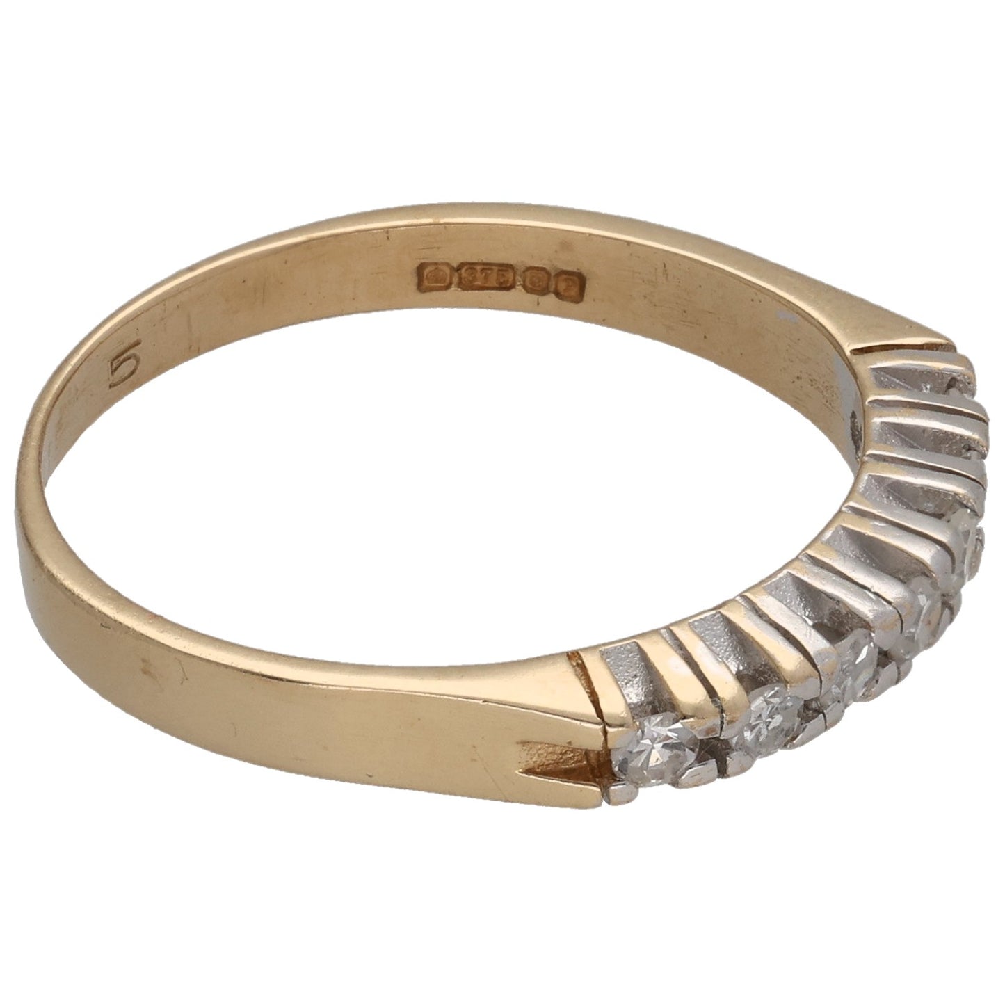 9ct Gold 0.35ct Diamond Half Eternity Ring Size Q