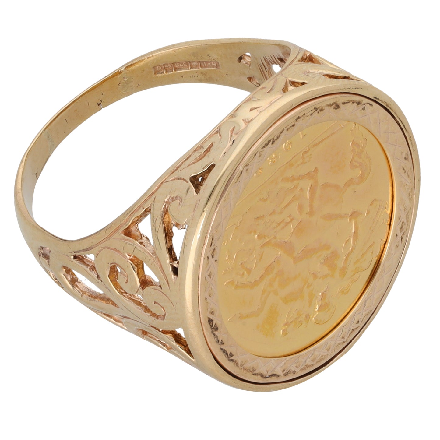 9ct Gold Coin Ring Size S