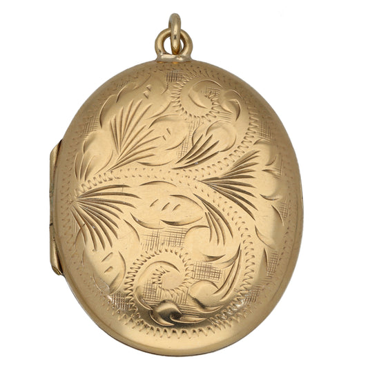 9ct Gold Patterned Locket Pendant