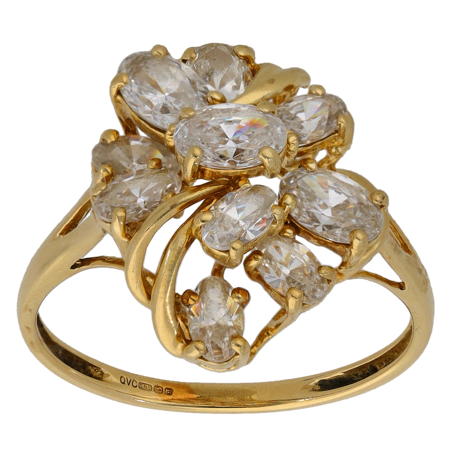 9ct Gold Cubic Zirconia Dress/Cocktail Ring Size T