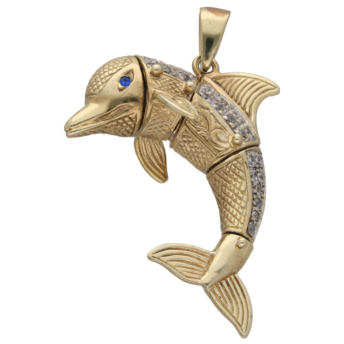 9ct Gold Imitation Gems Dolphin Pendant