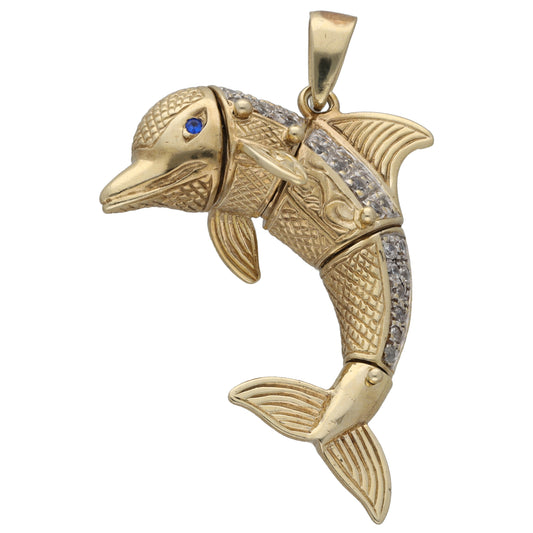 9ct Gold Imitation Gems Dolphin Pendant