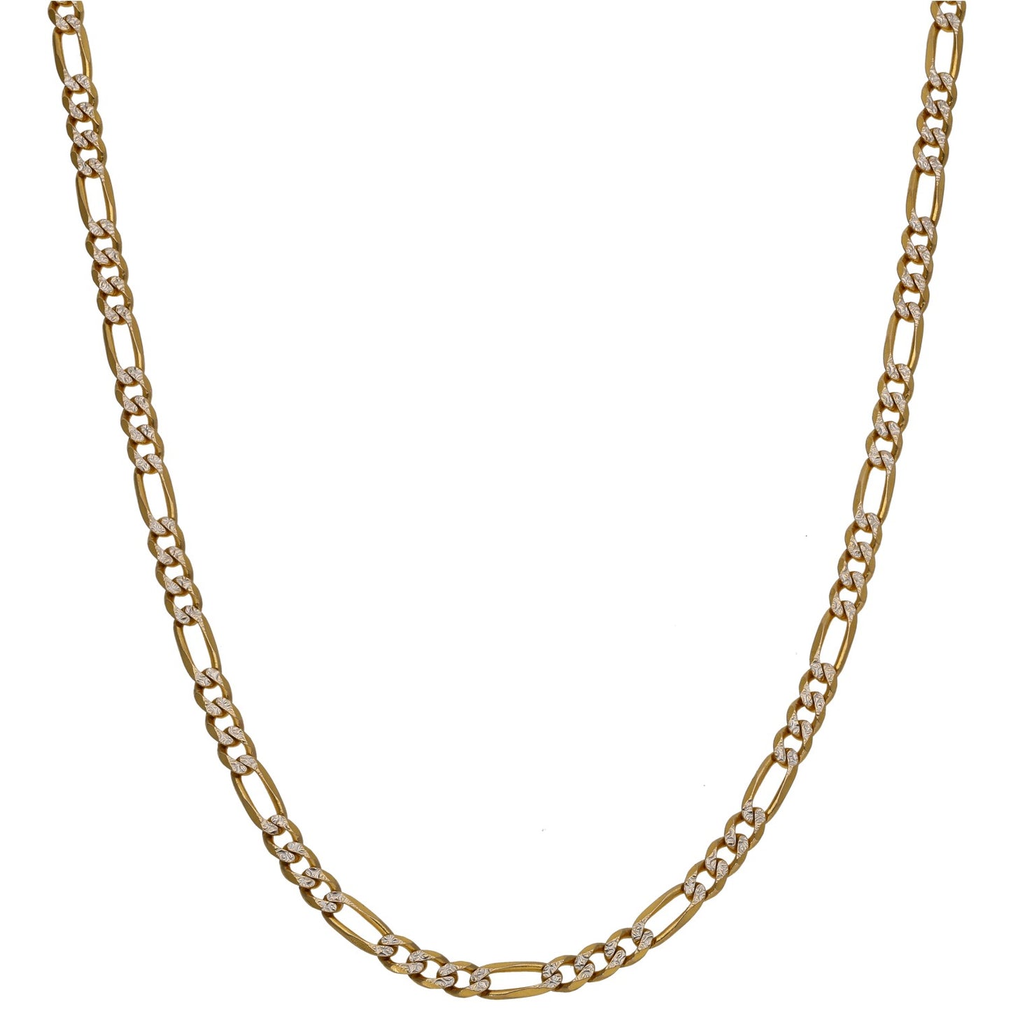 9ct Bicolour Gold Figaro Chain 24"
