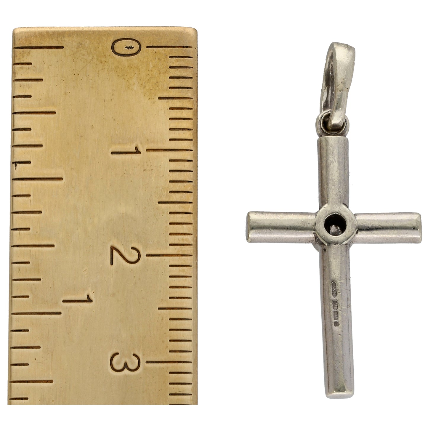 9ct White Gold 0.05ct Diamond Cross Pendant
