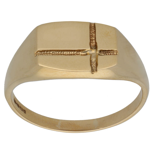 9ct Gold Patterned Signet Ring Size Z+1