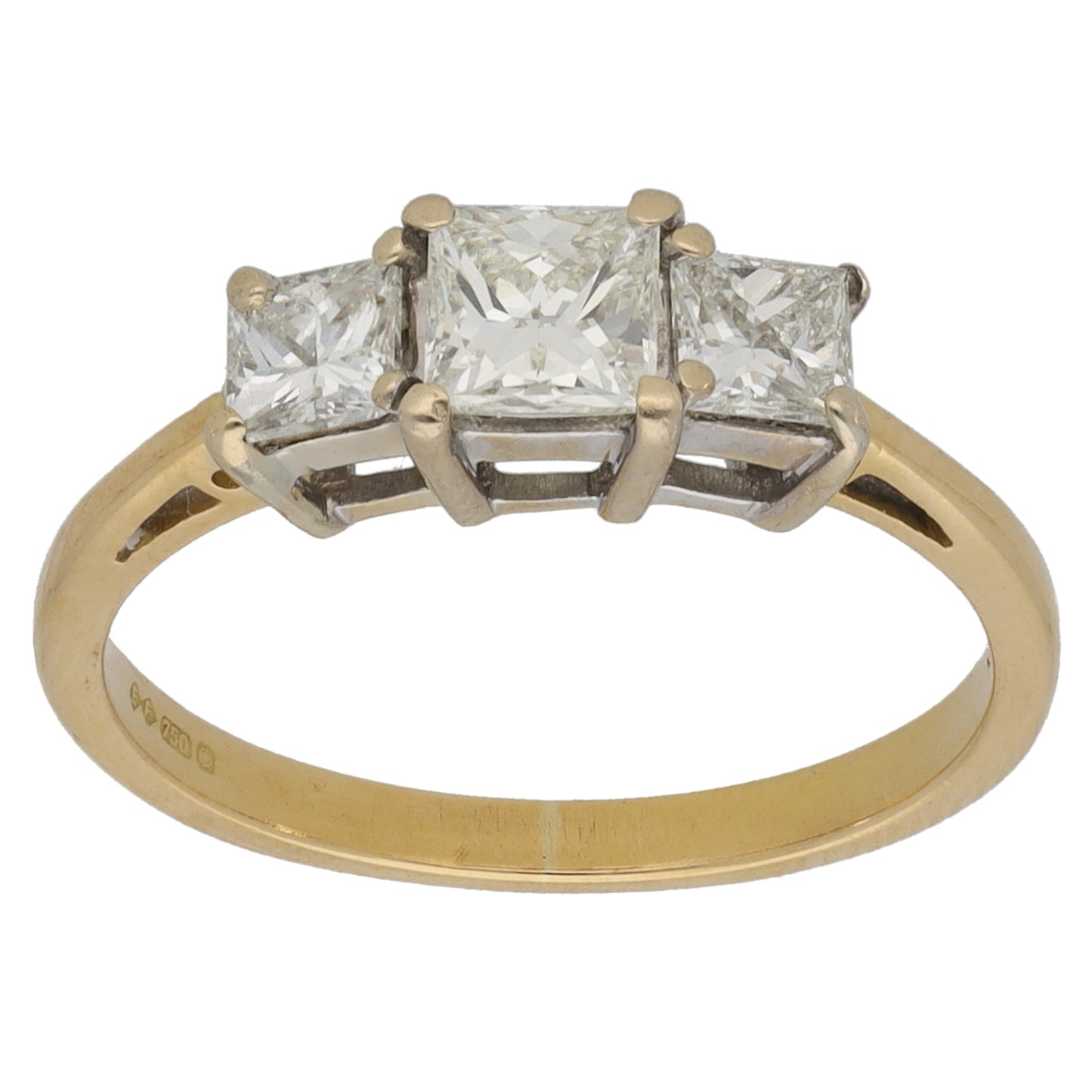 18ct Gold 0.96ct Diamond Trilogy Ring Size L