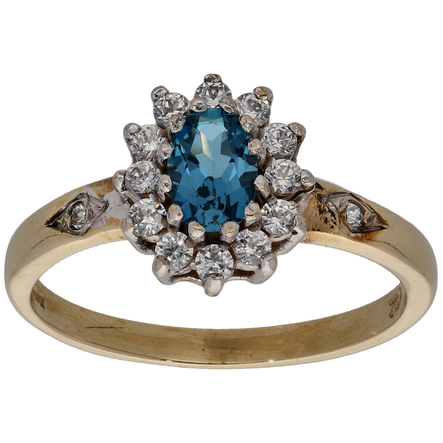 9ct Gold Topaz & Cubic Zirconia Dress/Cocktail Ring Size O