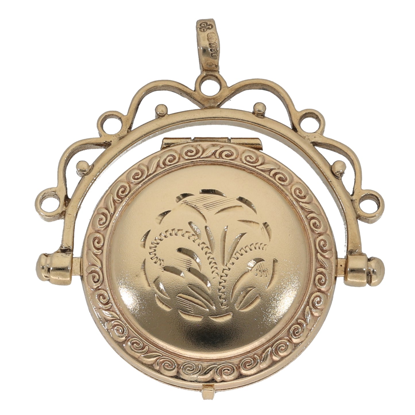 9ct Gold Patterned Locket Pendant