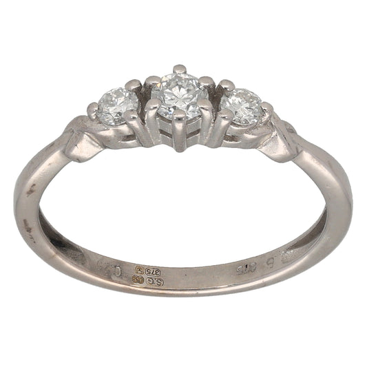 9ct Gold 0.25ct Diamond Trilogy Ring Size L