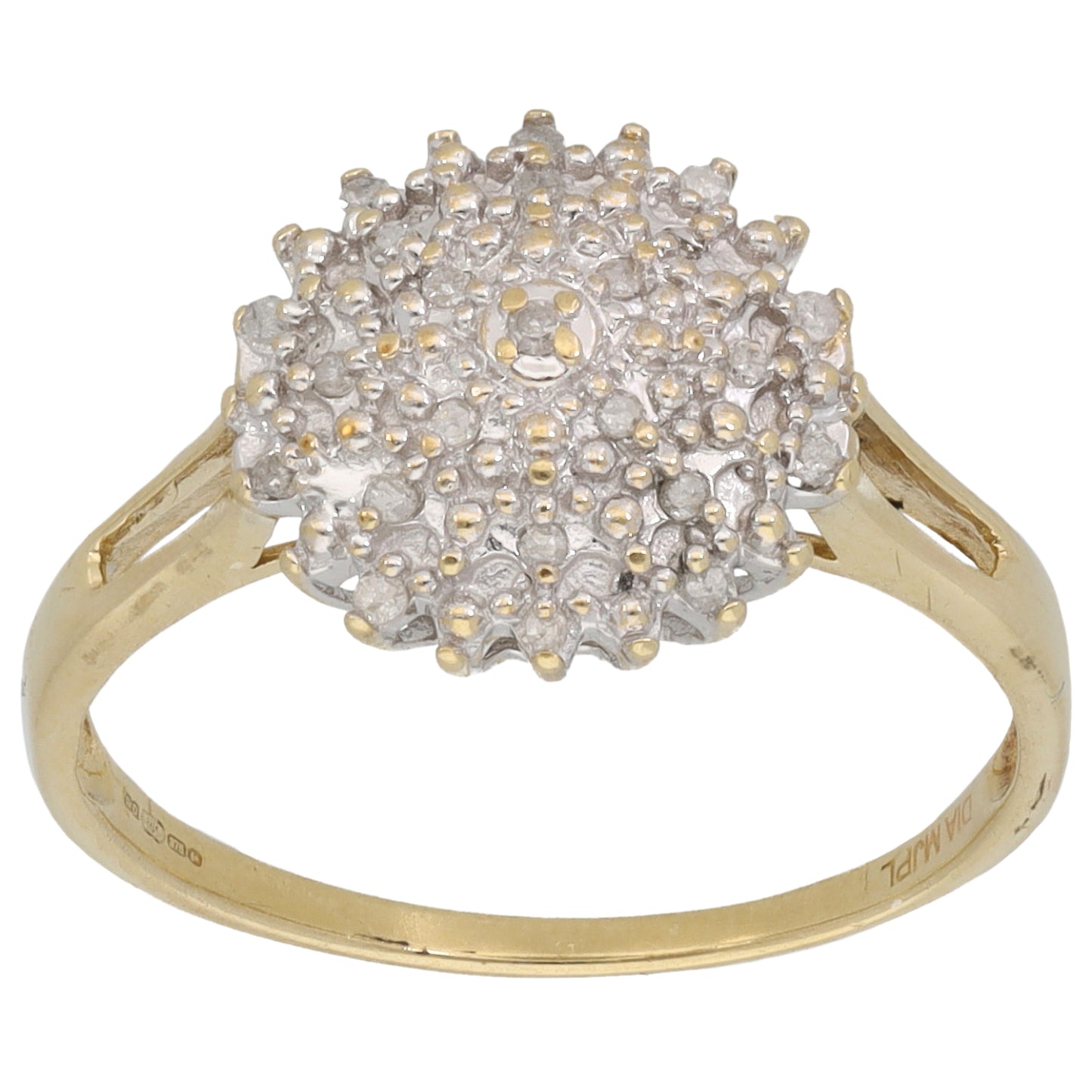 9ct Gold 0.12ct Diamond Cluster Ring Size P