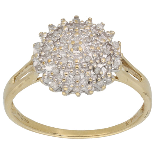9ct Gold 0.12ct Diamond Cluster Ring Size P