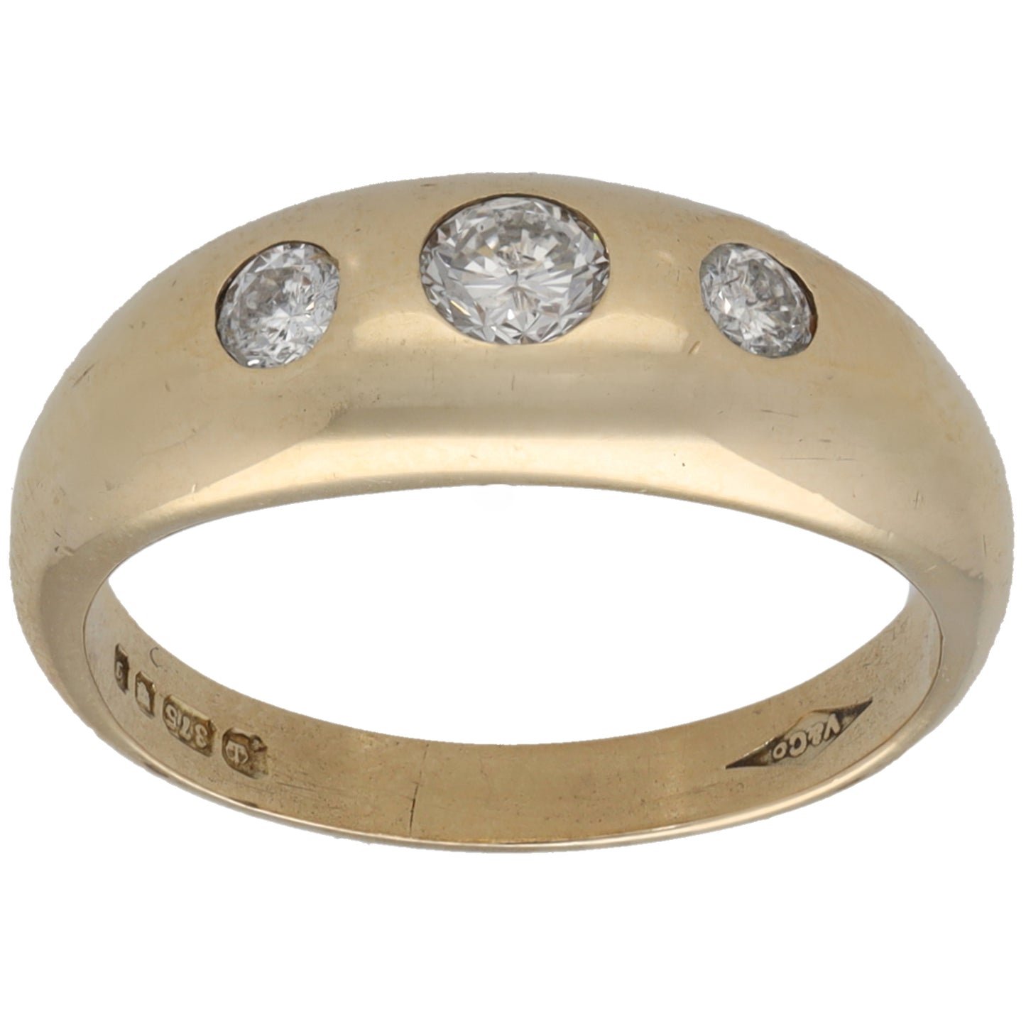 9ct Gold 0.35ct Diamond Three Stone Ring Size N