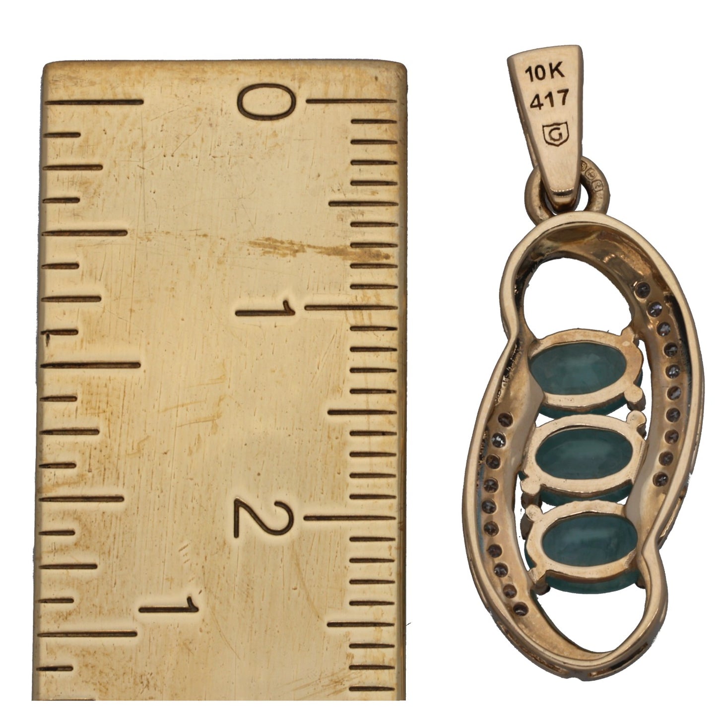 9ct Gold Grandidierite & 0.10ct Diamond Dress/Cocktail Pendant