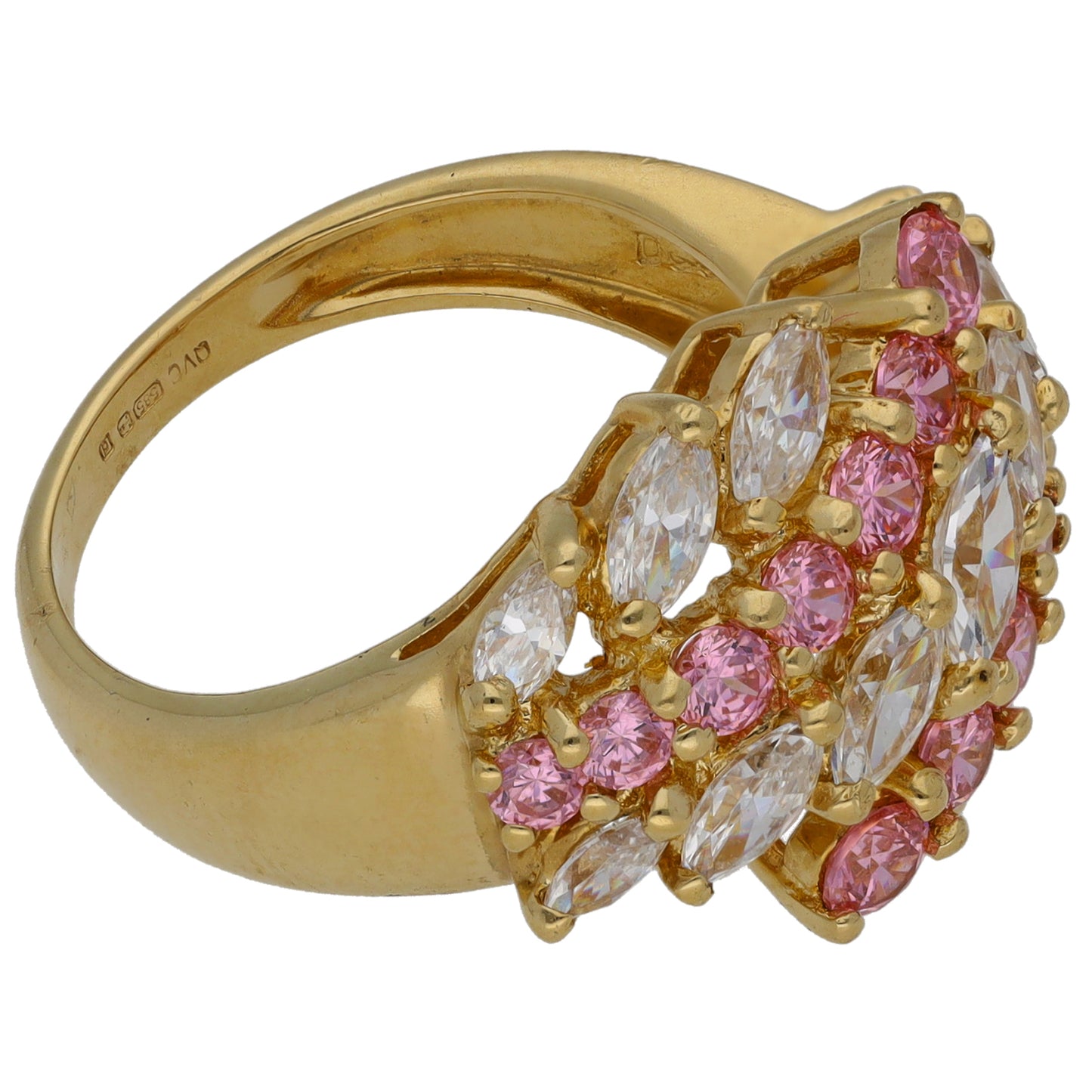 14ct Gold Cubic Zirconia Dress/Cocktail Ring Size M