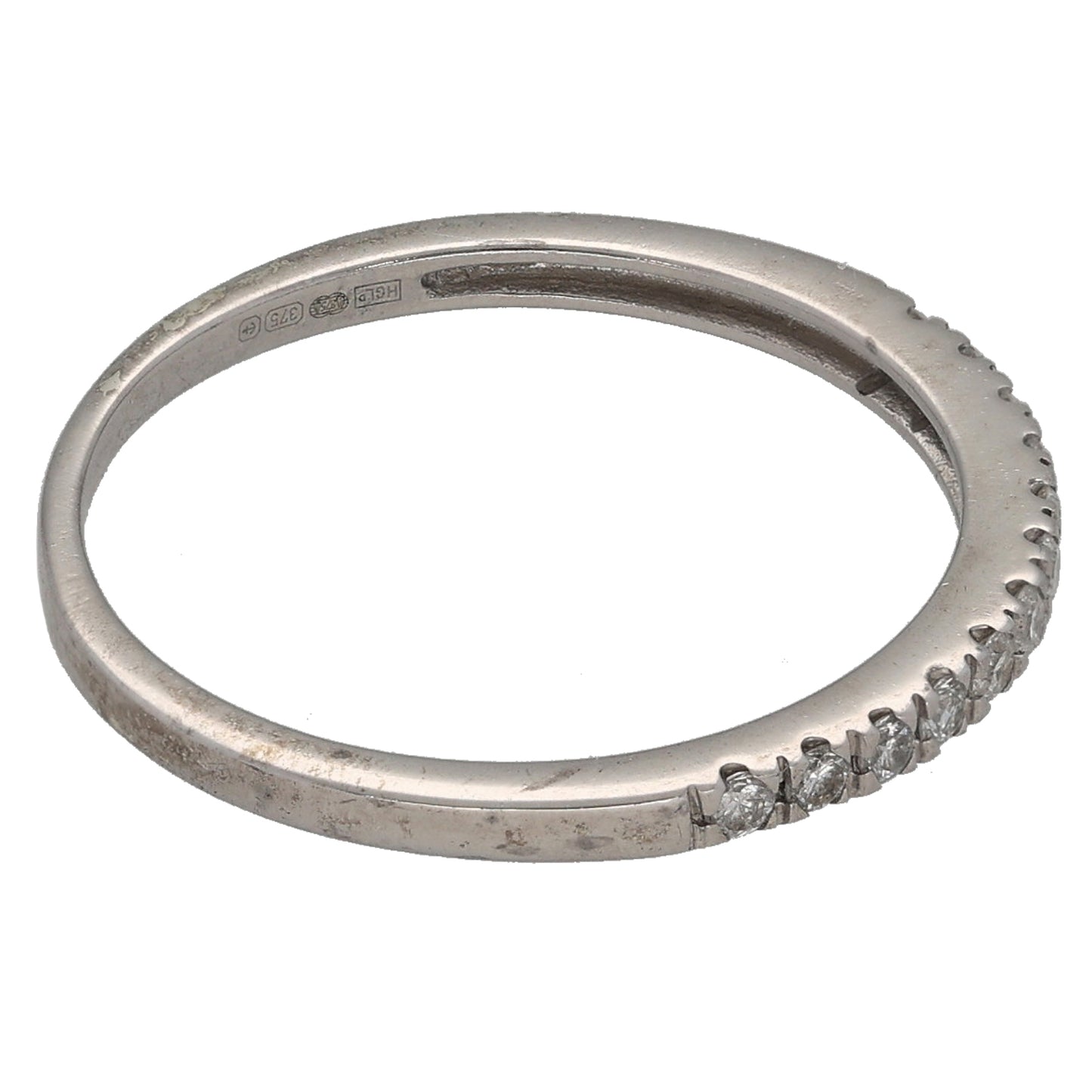9ct White Gold 0.20ct Diamond Half Eternity Ring Size N
